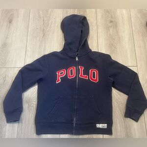Polo Ralph Lauren Full Zip Logo Hoodie Jacket Navy Blue Youth Boys Medium 10-12